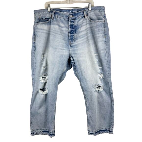 Old Navy High-Waisted Slouchy Straight Distressed Non-Stretch Jean Nessa Wash 18 - Picture 5 of 16